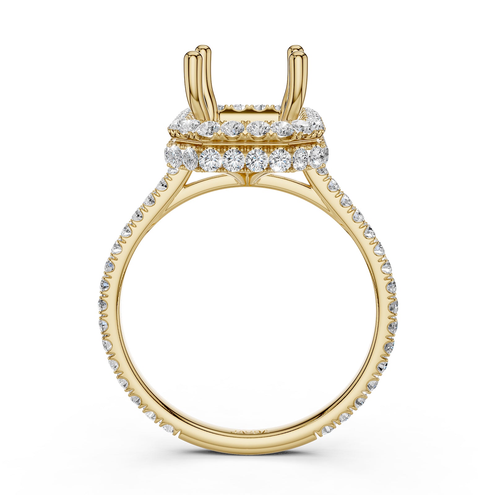 Double Halo Semi Mount Lab Grown Diamond Engagement Ring 0.53 Ct.